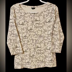 Beige Cat Print Top